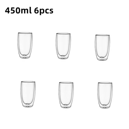 Double-Wall Insulated Clear Glass Espresso Cups