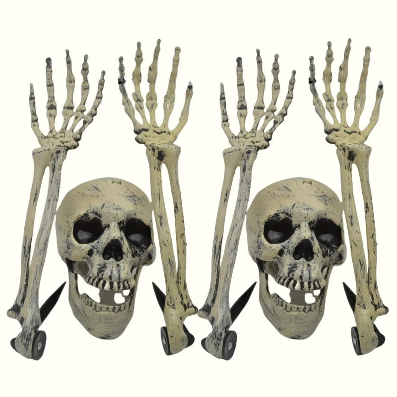 Halloween Skeleton Skull and Hand Garden Stakes