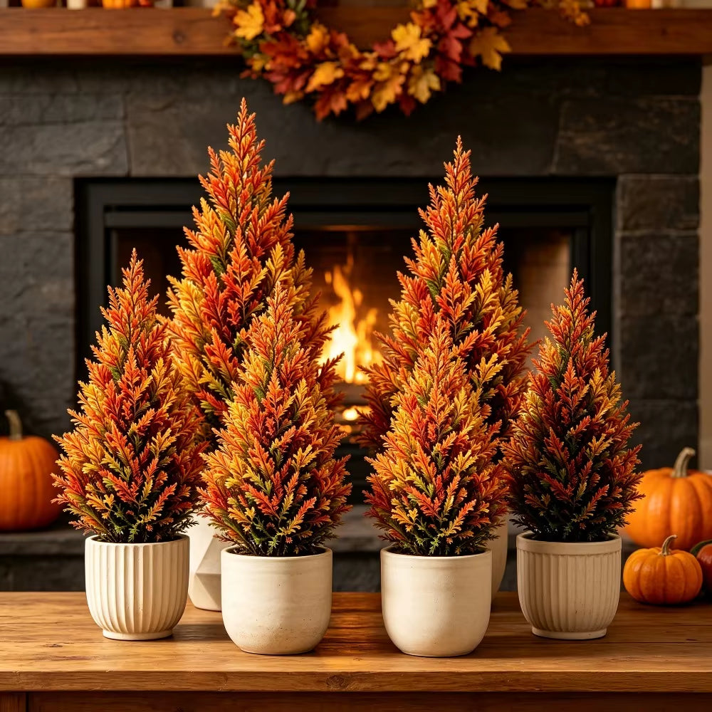 Artificial Red Juniper Autumn Tree Décor
