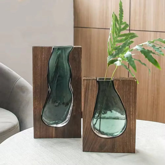 Modern Wooden Glass Vase