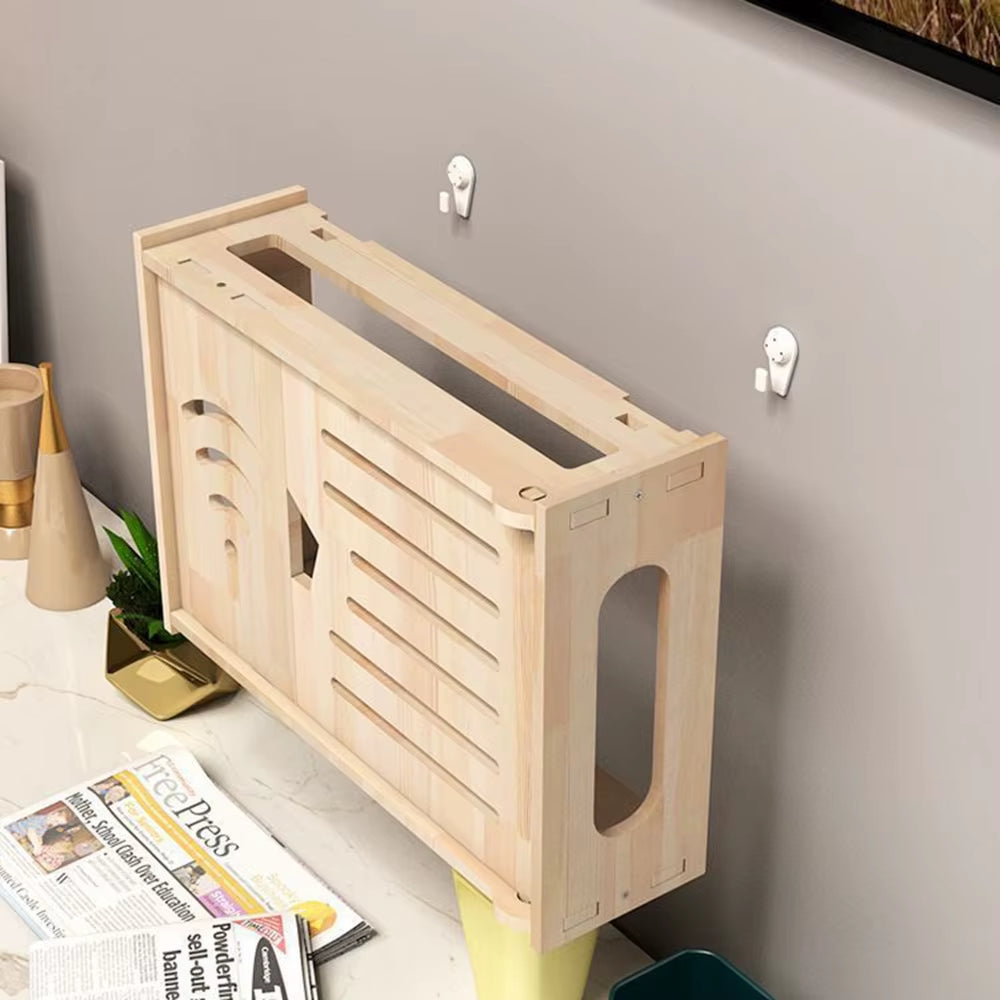 Wall-Mounted Wooden WiFi Router Box
