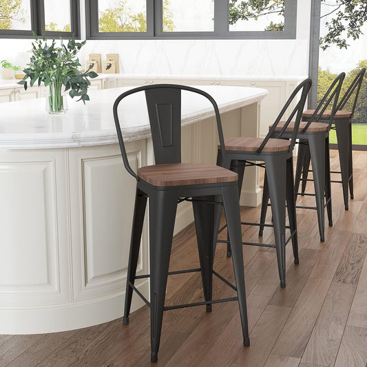 Metal Counter Height Bar Stools with Backs