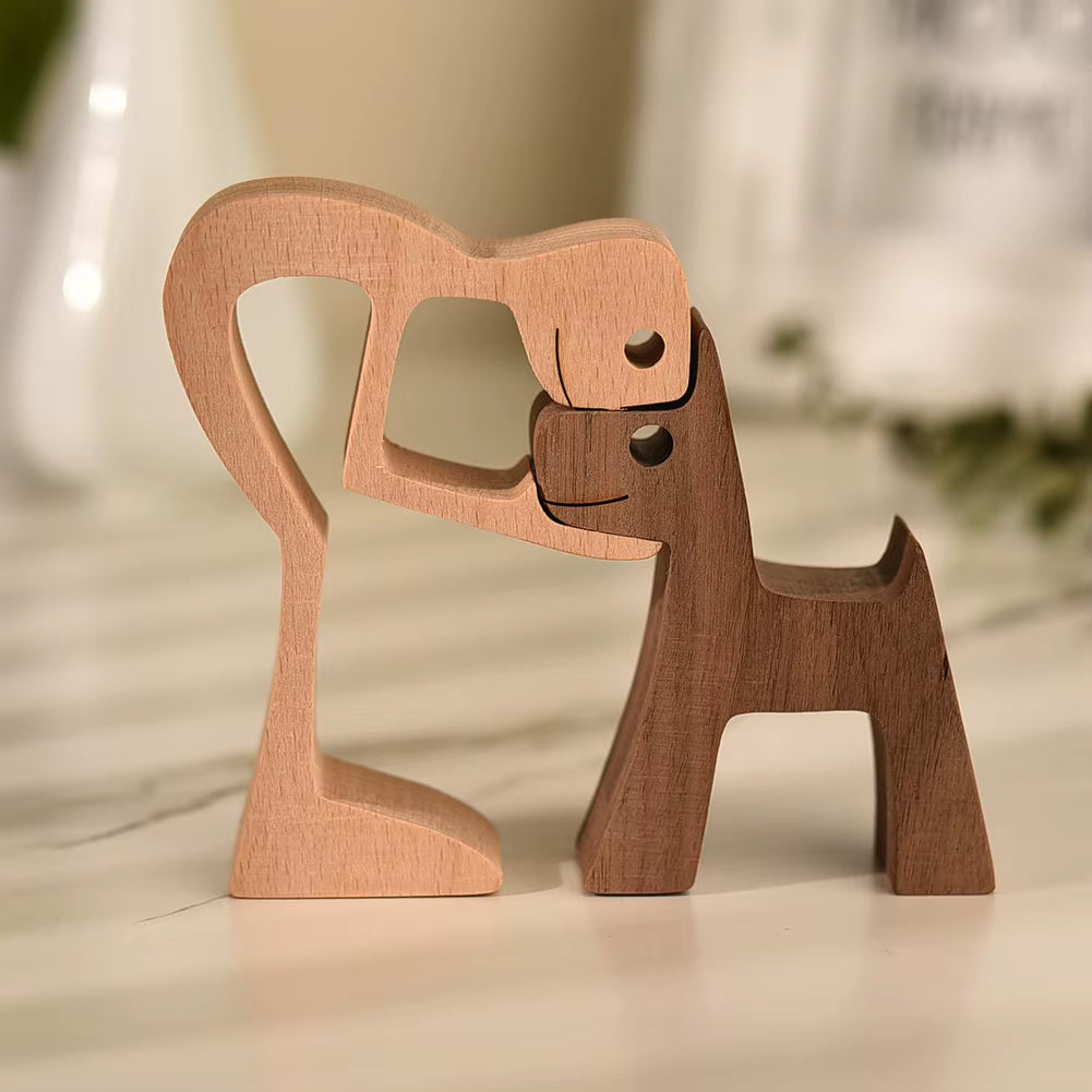 Wooden Couple Figurine Table Ornament 
