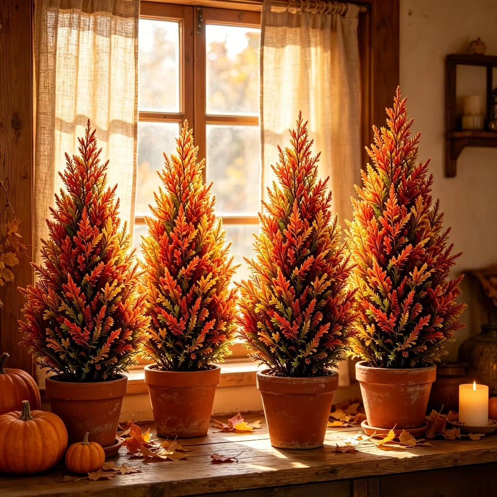 Artificial Red Juniper Autumn Tree Décor
