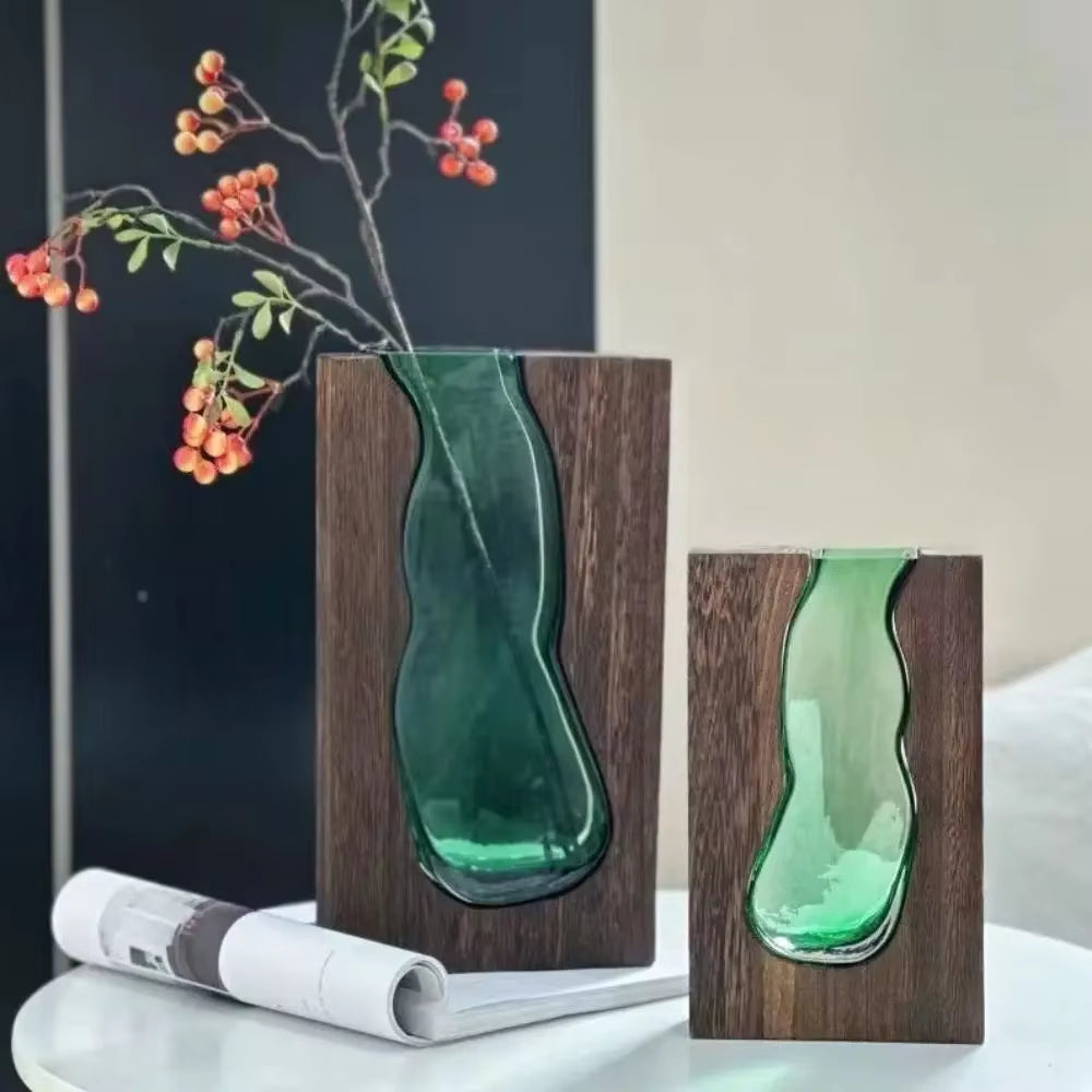 Modern Wooden Glass Vase