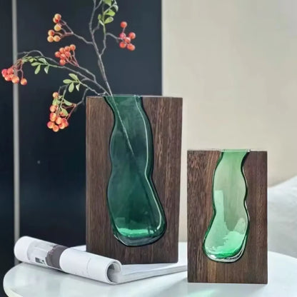 Modern Wooden Glass Vase