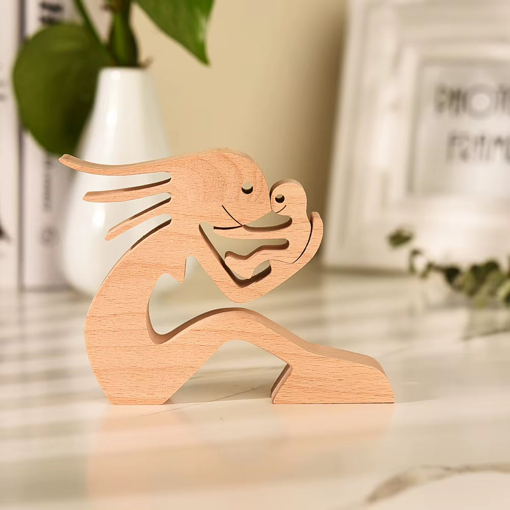 Wooden Couple Figurine Table Ornament 