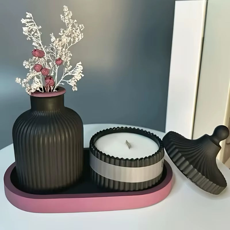 4Pcs Silicone Molds Oval Tray Mold, Vase Mold, Jar Mold for Resin Plaster Cement Concrete Casting, DIY Art Crafts, Home Decor