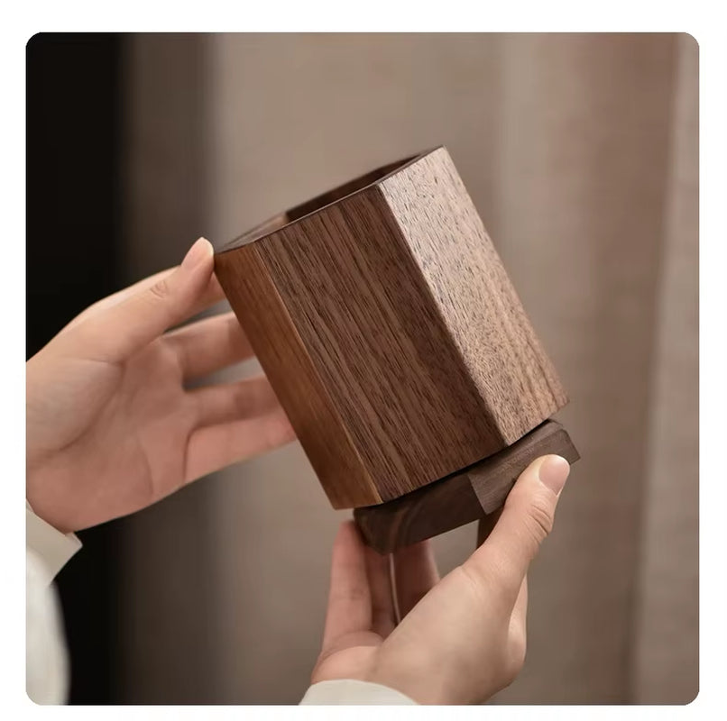 Black Walnut Rotating Storage Organizer