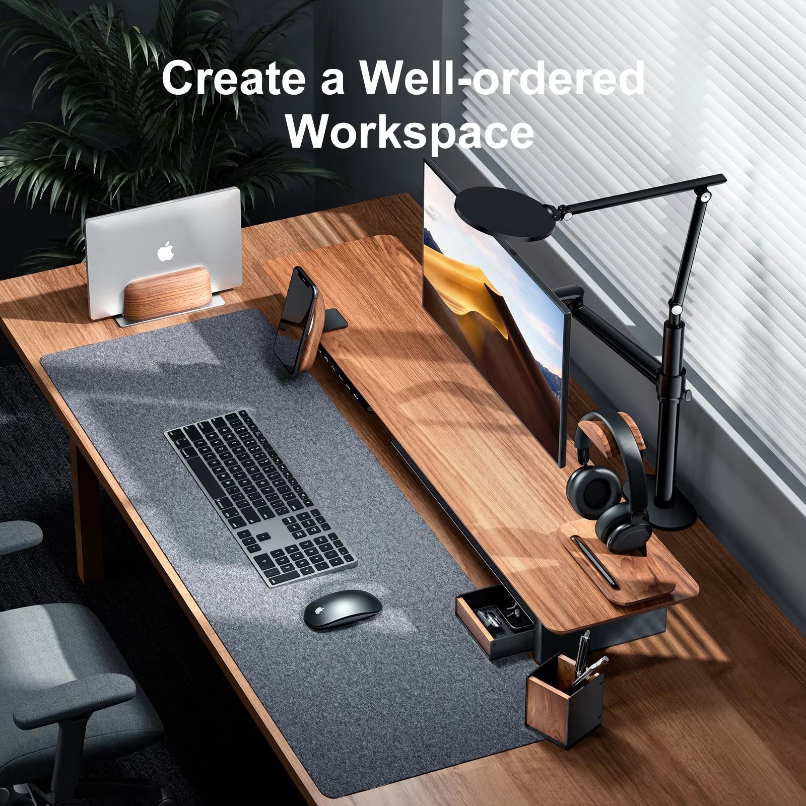 Walnut Wood Desktop Organizer